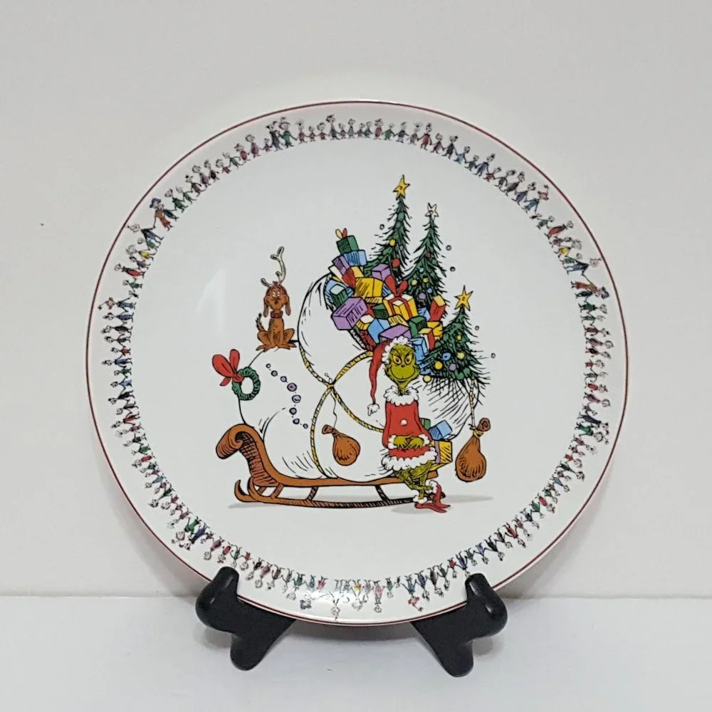 NEW Williams Sonoma Set of 4 Grinch Plates 9